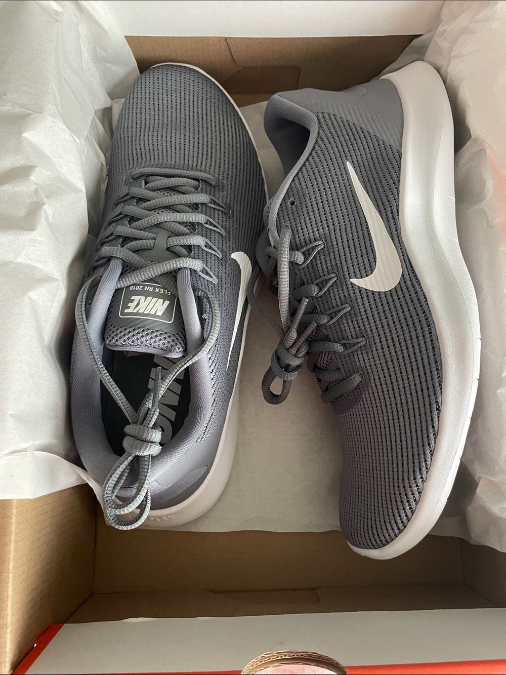 Nike Women’s Grey Mesh Athletic Sneakers with White Swoosh